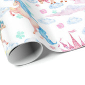 Niedliches Pony Unicorns-Muster für Aquarellpapier Geschenkpapier (Rolleneckpunkt)