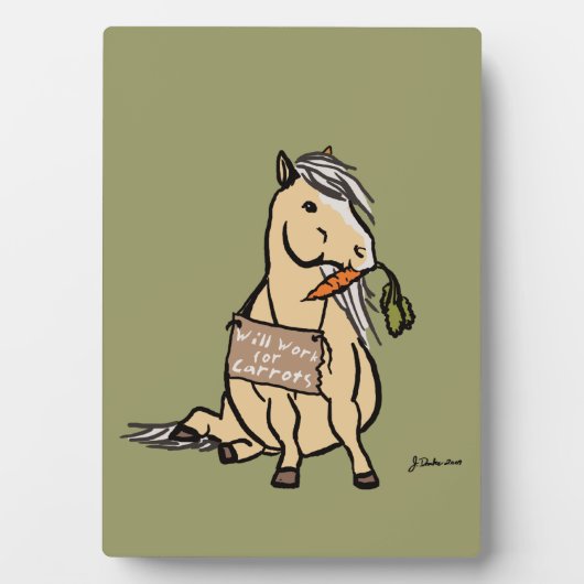 Niedliches Pony wird für Karotten funktionieren Fotoplatte (Vorderseite)