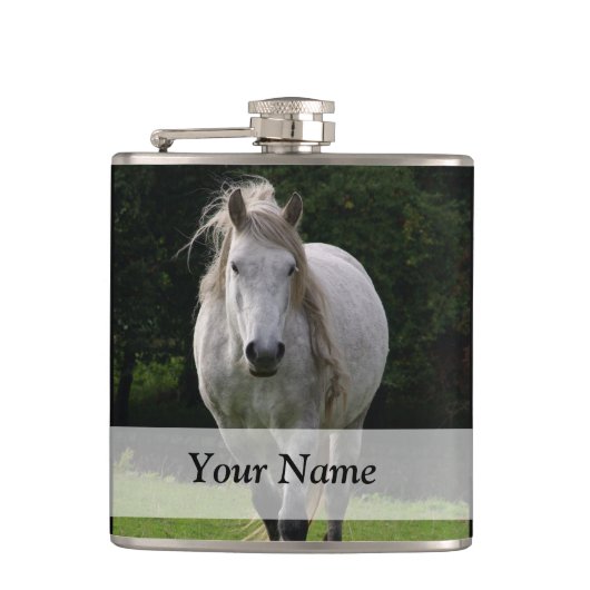 Niedliches Ponyfoto Flachmann (Vorderseite)