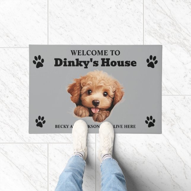 Niedliches Poodle Dog Foto Fußmatte (Indoor)