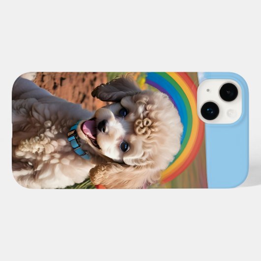 Niedliches Poodle Farbenfrohe Blume und Regenbogen Case-Mate iPhone Hülle (Rückseite (Horizontal))