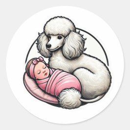 Niedliches Poodle für sie Runder Aufkleber