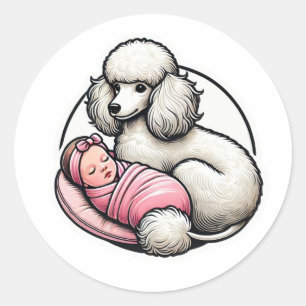 Niedliches Poodle für sie Runder Aufkleber