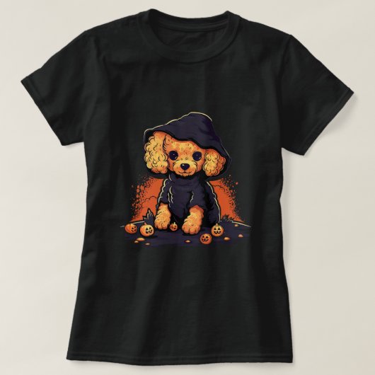 Niedliches Poodle Halloween Standard Poodle Hundel T-Shirt (Design vorne)
