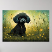 Niedliches Poodle in Wiesenkunst Print Poster (Vorne)