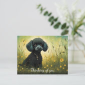 Niedliches Poodle in Wiesenkunst Print Postkarte (Stehend Vorderseite)