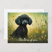 Niedliches Poodle in Wiesenkunst Print Postkarte (Vorne/Hinten)
