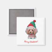 Niedliches Poodle mit Weihnachtsfeier Magnet (Vorderseite/Rückseite)