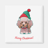 Niedliches Poodle mit Weihnachtsfeier Magnet (Vorne)