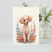 Niedliches Poodle und Folklorekunstkarte Dankeskarte (Stehend Vorderseite)