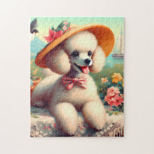 Niedliches Poodle Vintage Malerei Puzzle