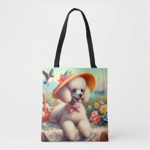 Niedliches Poodle Vintage Malerei Tasche