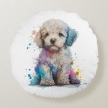 Niedliches Poodle Welpe Wasserfarbe Kunst