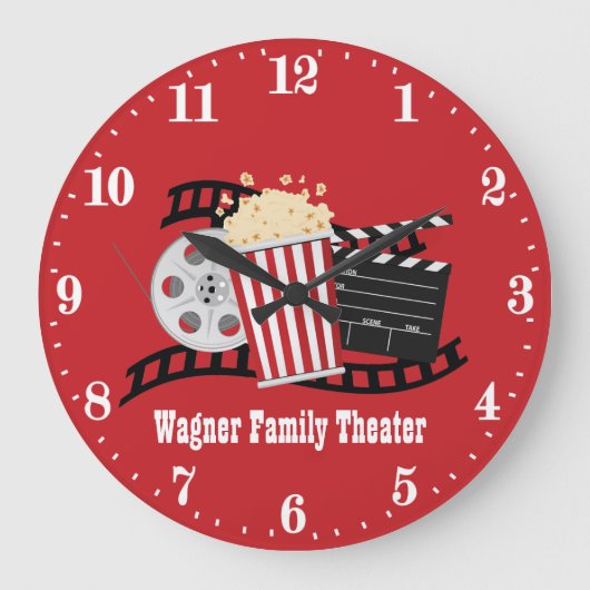 niedliches Popcorn-Add-on Große Wanduhr (Vorderseite)