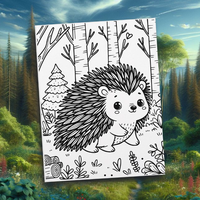 Niedliches Porcupine im Wald | Farbseite (Von Creator hochgeladen)