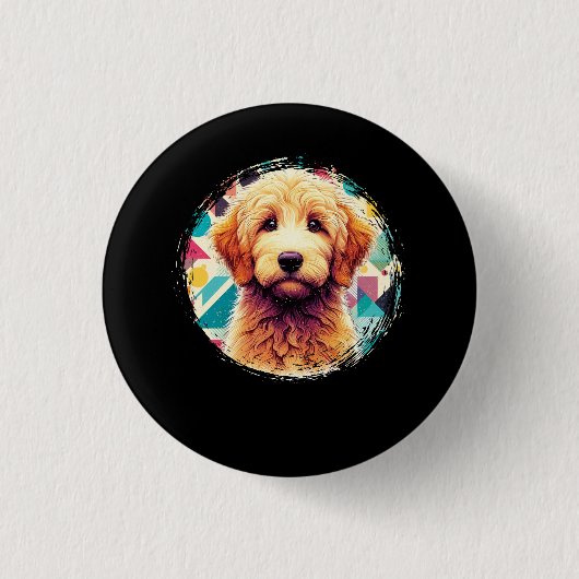 Niedliches Portrait Goldendoodle Dog on Golden Doo Button (Vorderseite)