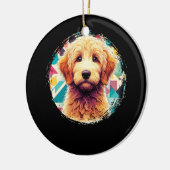 Niedliches Portrait Goldendoodle Dog on Golden Doo Keramik Ornament (Links)