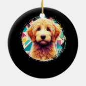 Niedliches Portrait Goldendoodle Dog on Golden Doo Keramik Ornament (Hinten)