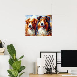 Niedliches Poster mit goldener Retriever-Hundekuns