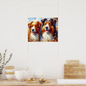 Niedliches Poster mit goldener Retriever-Hundekuns (Küche)