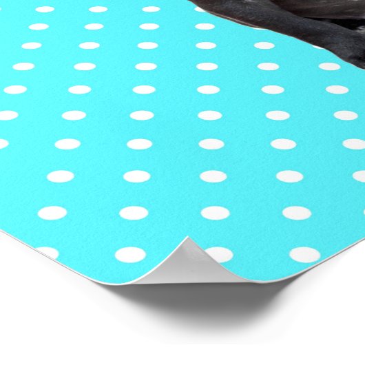 Niedliches Poster von Bulldog Blue Polka Doster (Ecke)
