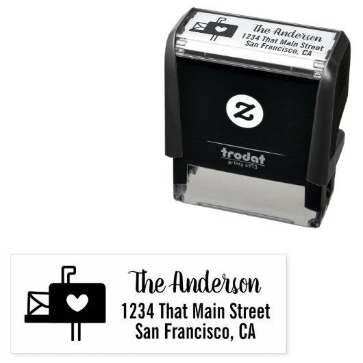 Niedliches Postfach mit Herz, Familienname und Rüc Permastempel (Beispiel)