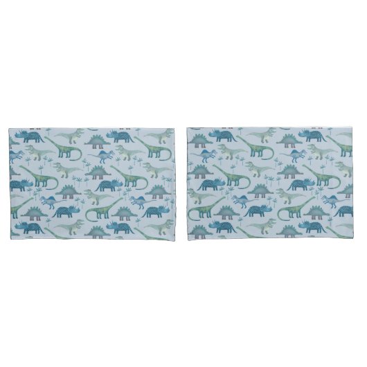 Niedliches prähistorisches Blaues Dinosaurier-Must Kissenbezug (Vorderseite-Set)