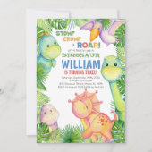 Niedliches prähistorisches Party Thema Kinder Einladung (Vorderseite)