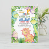 Niedliches prähistorisches Party Thema Kinder Einladung (Stehend Vorderseite)