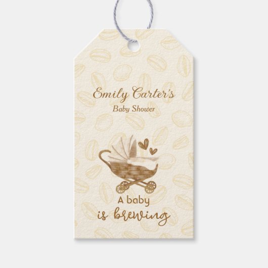 Niedliches Pram Baby ist das Brechen der Babydusch Geschenkanhänger (Vorderseite)