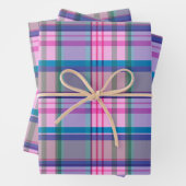 Niedliches Preppy Retro Kariertes Muster in Rosa u Geschenkpapier Set (Beispiel)