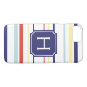 Niedliches preppy Streifenmusternautischmonogramm Case-Mate iPhone Hülle (Rückseite (Horizontal))