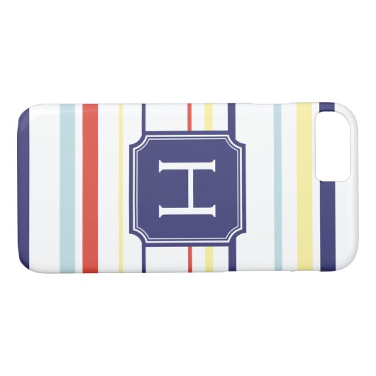 Niedliches preppy Streifenmusternautischmonogramm Case-Mate iPhone Hülle (Rückseite (Horizontal))