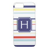 Niedliches preppy Streifenmusternautischmonogramm Case-Mate iPhone Hülle (Rückseite)
