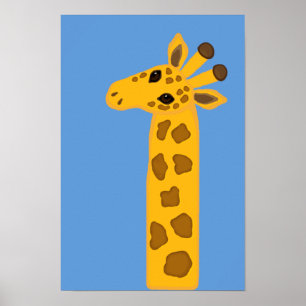 Niedliches primitives Baby Giraffe Einfache Safari Poster
