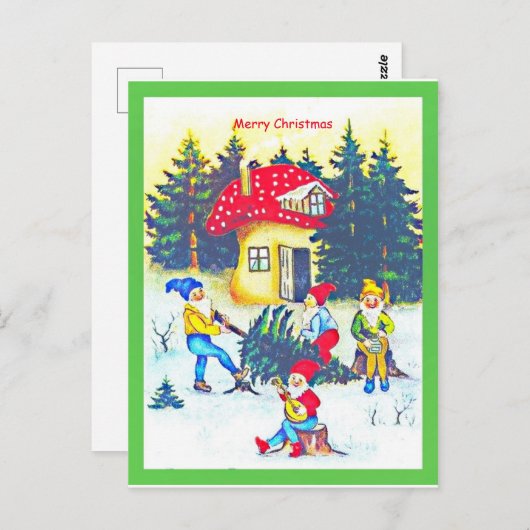 Niedliches primitives Tomte, Gnome oder Elfen schn Postkarte (Vorne/Hinten)