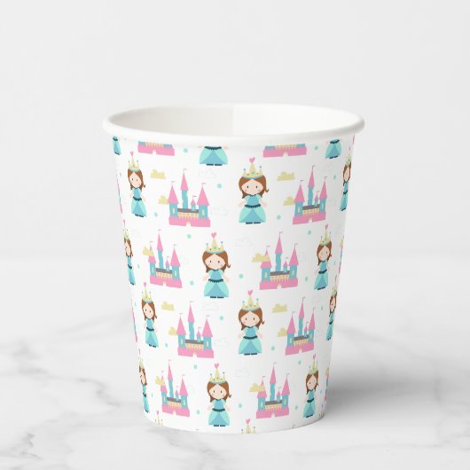 Niedliches Princess Castle Pattern Girly Pappbecher (Links)