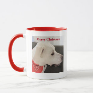 Niedliches Profil von White Dog Orange Red Christm Tasse