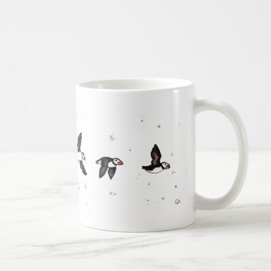 Niedliches Puffinsfliegen Kaffeetasse (Rechts)