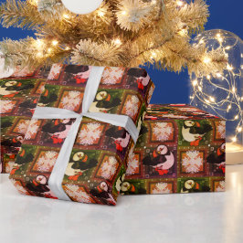 Niedliches Puffsvogel-Wintermuster-Papier Geschenkpapier