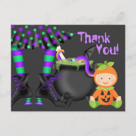 Niedliches Pumpkin Baby n Hexenleder Halloween Vie Postkarte