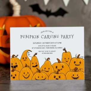 Niedliches Pumpkin Carving Halloween-Party Einladung