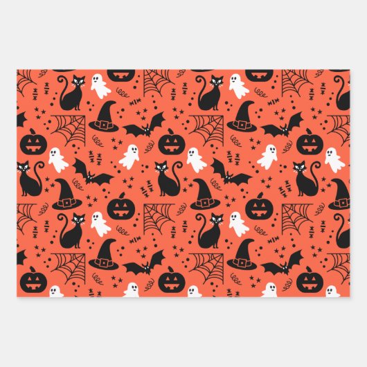 Niedliches Pumpkin Ghost Halloween-Muster Geschenkpapier Set (Vorderseite 2)