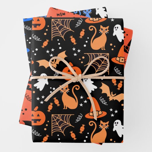 Niedliches Pumpkin Ghost Halloween-Muster Geschenkpapier Set (Beispiel)