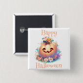 Niedliches Pumpkin Happy Halloween Button (Vorne & Hinten)