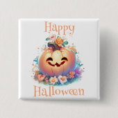 Niedliches Pumpkin Happy Halloween Button (Vorderseite)