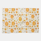 Niedliches Pumpkin-Muster | Erntedank Geschirrtuch (Horizontal)