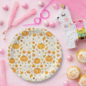 Niedliches Pumpkin-Muster | Erntedank Pappteller (Party)