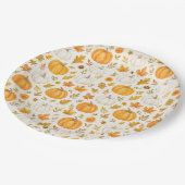 Niedliches Pumpkin-Muster | Erntedank Pappteller (Schrägansicht)