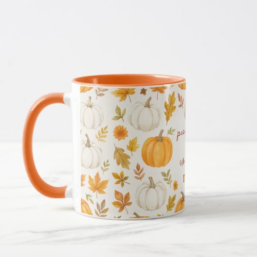 Niedliches Pumpkin-Muster | Erntedank Tasse (Links)